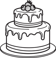 Outline of a Two- Tiered Cake with Strawberries dessert