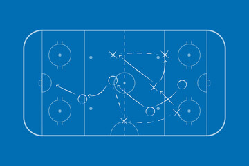 Hockey rink. Hockey field. International Ice Hockey Rinks standard Dimensions and Sizes. Field hockey pitch top view illustration. Field hockey Size and Dimension Drawing Illustration.