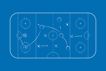 Hockey rink. Hockey field. International Ice Hockey Rinks standard Dimensions and Sizes. Field hockey pitch top view illustration. Field hockey Size and Dimension Drawing Illustration.