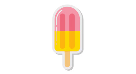 Colorful popsicle with pink and yellow layers, a refreshing summer treat illustration