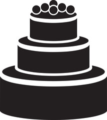 Black Silhouette of a Three Tiered Cake with Berries