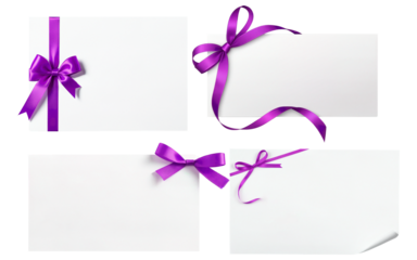 ribbon bow greeting card mockup on transparent background