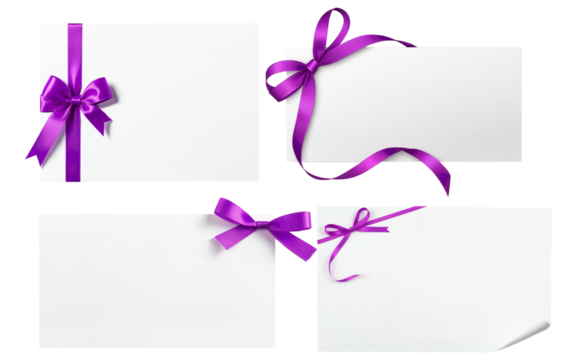 ribbon bow greeting card mockup on transparent background - Powered by Adobe