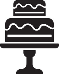 Black Silhouette of a Two Tiered Cake on a Stand dessert