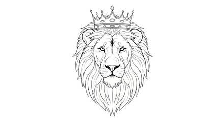 Majestic lion illustration, regal crown adornment, symbolizing power and authority