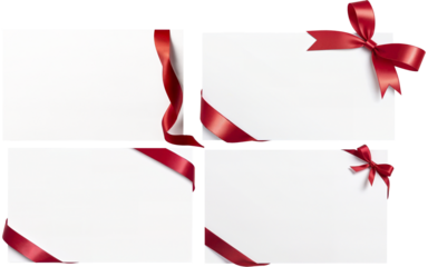 ribbon bow greeting card mockup on transparent background