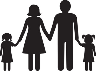 Silhouette of Family Holding Hands people parents