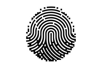 Pixelated Black Fingerprint Lines on White Background