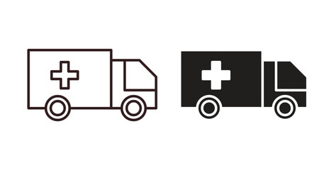 Ambulance icon concept set. Simple icon collection