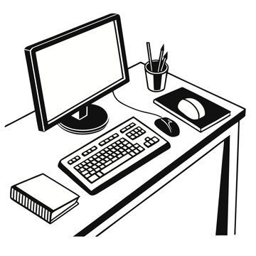 Desktop Computer with Devices Icon Vector Design
