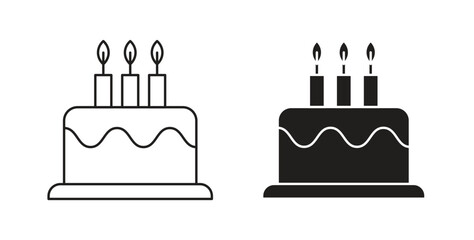 Birthday cake icon concept set. Simple icon collection