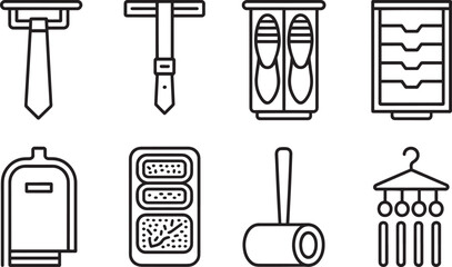 Home organization and grooming icons set line vector illustration personal care accessories symbols