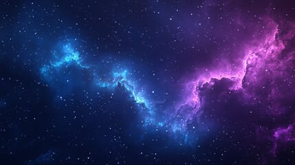 Vast cosmic nebula filled with vibrant blue and purple hues stretching across a starry sky at night