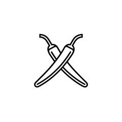 Fototapeta premium Crossed chili peppers icon simple vector illustration of spicy food