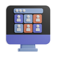 3D model of a computer monitor with keyboard and mouse.