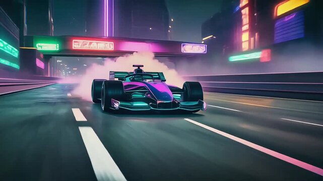 Hyper-Realistic F1 Race Car Speeding on Dark Winding Circuit &ndash; 8K Motion