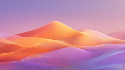 Colorful abstract landscape with smooth waves and gradients at sunset in a serene atmosphere