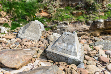 Dragon's teeth are concrete pyramids used as anti-tank obstacles, first introduced in World War II to block tanks and mechanised infantry on the North Atlantic coast of Scotland