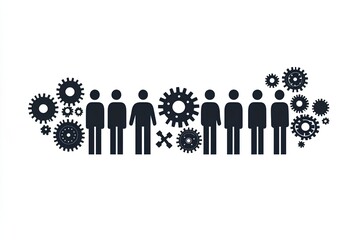 Group of people and gears. Teamwork concept