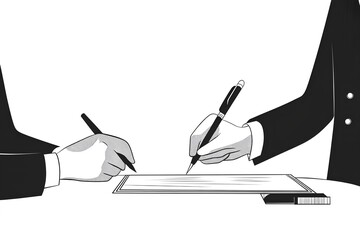 Businessman signing a contract with a pen in his hand.