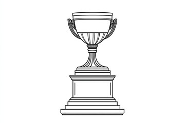 Trophy cup icon in outline style isolated on white background
