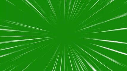 Cartoon Fast Motion Speed Lines on green Background, Anime Burst Zoom Lines, Comic Action High Velocity Animation, Manga Style Dynamic Line Motion Loop - Powered by Adobe