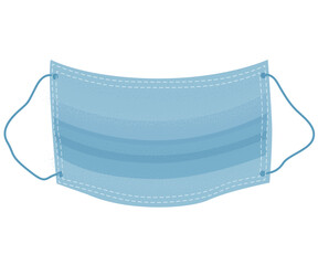 Vector illustration of a blue surgical face mask with ear loops on white background. Ideal for medical, hygiene, health safety, pandemic-related content, or educational materials.