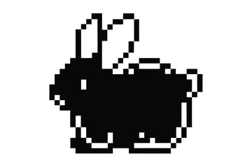 Pixelated Bunny Icon Isolated on White Background in Retro Style 8 Bit Art