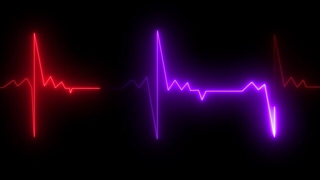 abstract heartbeat animation Glowing neon heart signal heart health monitoring, Medical pulse rate signal