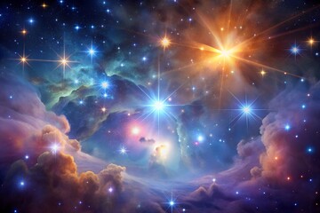 Brilliant Stars and Nebula Cloudscape with Glowing Light Abstract Cosmic Space Scene Digital Art Wallpaper