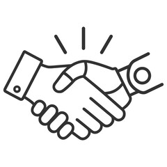 Robot and human handshake icon. Artificial intelligence partnership and technology cooperation concept on transparent background