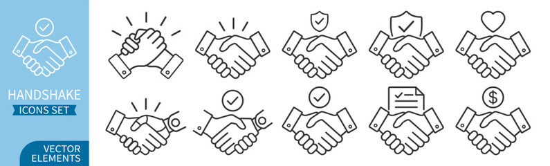 Handshake icon. Business agreement, partnership, friendship and trust concept on transparent background