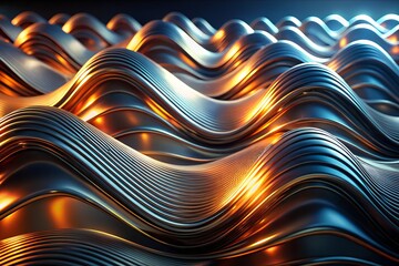 Abstract Metallic Waves Shiny Surface Metal Texture Liquid Chrome Ripple Pattern Steel Gradient Curve Background Futuristic Design