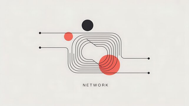 Abstract network connection with circles lines
