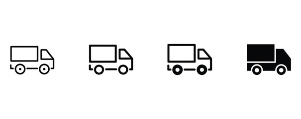 Streamlined delivery truck icons for modern logistics solutions, ideal for website, app, and marketing materials highlighting fast, reliable shipping and transportation services