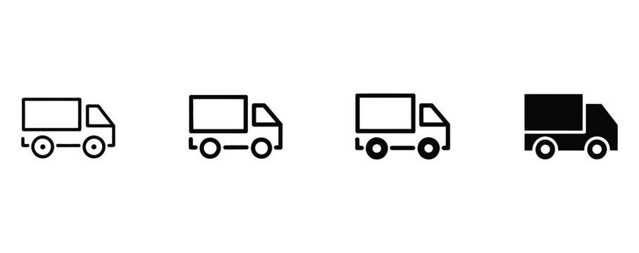 Streamlined delivery truck icons for modern logistics solutions, ideal for website, app, and marketing materials highlighting fast, reliable shipping and transportation services