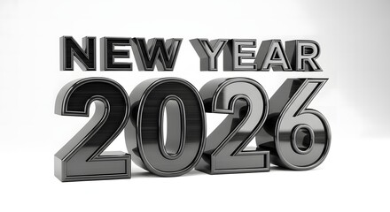 Shiny black new year 2026 text and numbers celebration