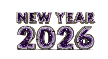 Shiny purple balloons form new year 2026 text