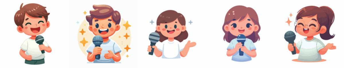 a small child speaking into a mic