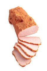 Smoked ham isolated on a white background.