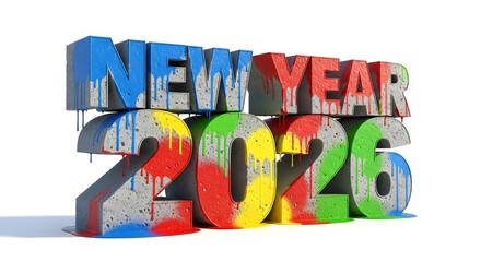 Colorful graffiti new year 2023 celebration text on white background