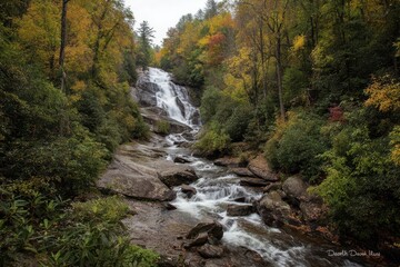 Obraz premium Highlands North Carolina. Glen Falls Waterfall in the Scenic Highland Forest