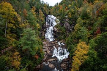 Highlands North Carolina Waterfall - Glen Falls in North Carolina Highland Forest
