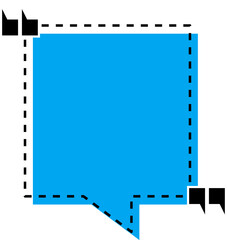 Quote box frame icon set. Monochrome simple horizontal frame. Quotes. Quotation marks. Comment, text box. Speech bubbles with quotation marks. Blank text message box for quotes. Blog post template.