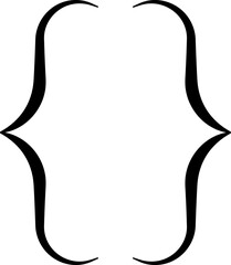 Curly braces, double symmetric brackets. Typography symbols pair, frames for punctuation, maths, elements sign for text quote, mathematics.