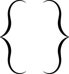 Curly braces, double symmetric brackets. Typography symbols pair, frames for punctuation, maths, elements sign for text quote, mathematics.