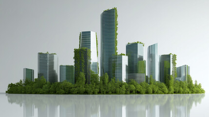 Smart eco city clean energy futuristic building concept