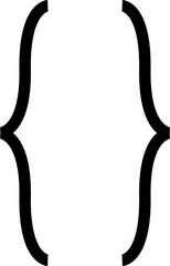 Curly braces, double symmetric brackets. Typography symbols pair, frames for punctuation, maths, elements sign for text quote, mathematics.