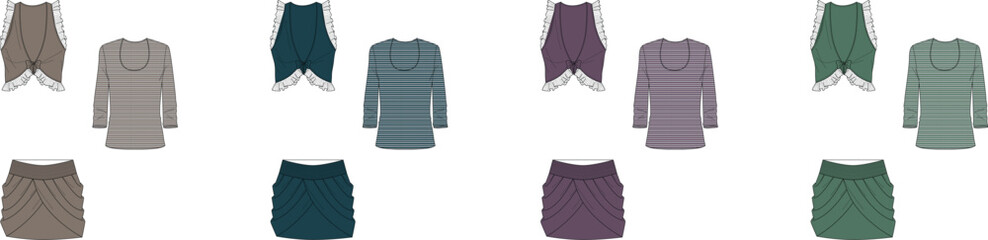 Obraz premium Colorful Clothing Collection A Variety of Tops and Bottoms in Different Styles and Hues for Fashion