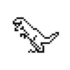 Pixelated Dinosaur with Retro 8bit Design on White